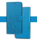 Kožené pouzdro FLOWERS pro Samsung Galaxy J4 Plus J415F - modré