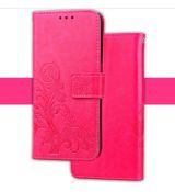 Kožené pouzdro FLOWERS pro Samsung Galaxy J4 Plus J415F - růžové