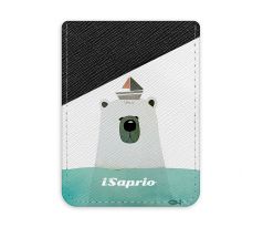 Pouzdro na kreditní karty iSaprio - Bear with Boat - tmavá nalepovací kapsa