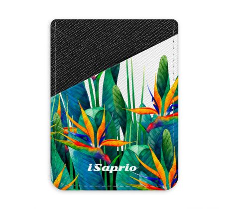 Pouzdro na kreditní karty iSaprio - Exotic Flower - tmavá nalepovací kapsa
