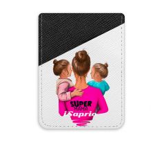 Pouzdro na kreditní karty iSaprio - Super Mama - Two Girls - tmavá nalepovací kapsa