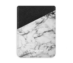Pouzdro na kreditní karty iSaprio - White Marble 01 - tmavá nalepovací kapsa
