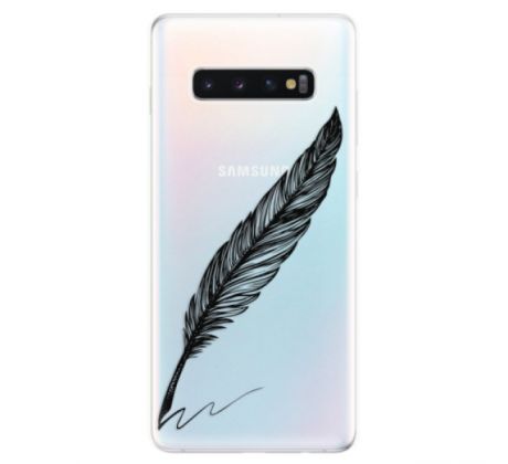 Odolné silikonové pouzdro iSaprio - Writing By Feather - black - Samsung Galaxy S10+