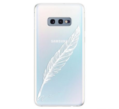 Odolné silikonové pouzdro iSaprio - Writing By Feather - white - Samsung Galaxy S10e