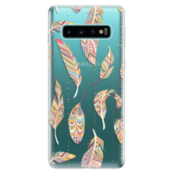 Odolné silikonové pouzdro iSaprio - Feather pattern 02 - Samsung Galaxy S10