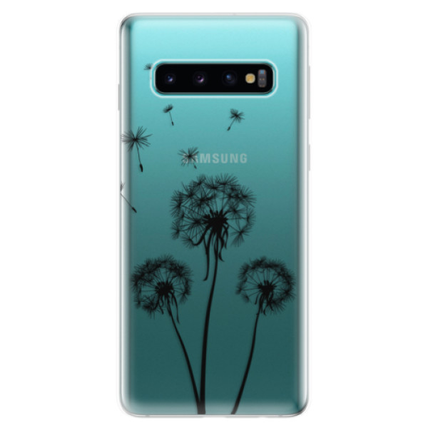 Odolné silikonové pouzdro iSaprio - Three Dandelions - black - Samsung Galaxy S10