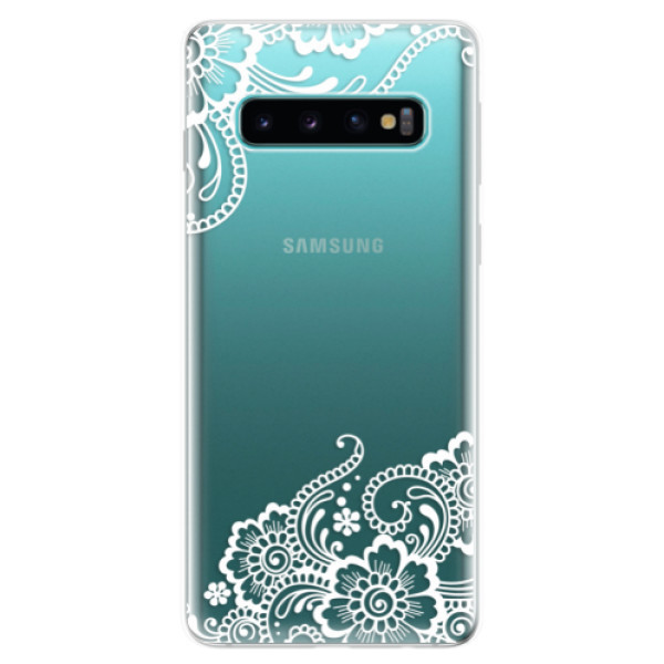 Odolné silikonové pouzdro iSaprio - White Lace 02 - Samsung Galaxy S10