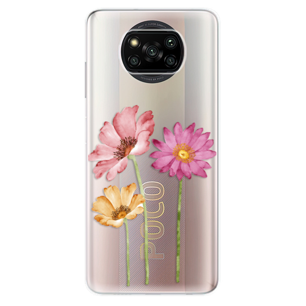 Odolné silikonové pouzdro iSaprio - Three Flowers - Xiaomi Poco X3 Pro / X3 NFC