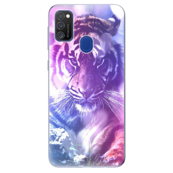 Odolné silikonové pouzdro iSaprio - Purple Tiger - Samsung Galaxy M21