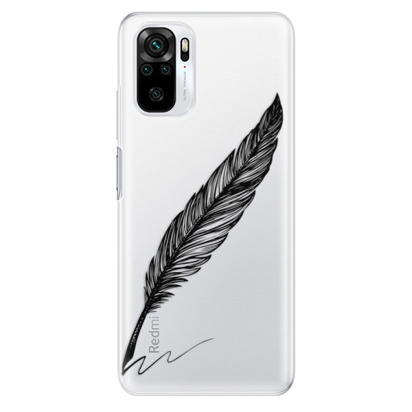 Odolné silikonové pouzdro iSaprio - Writing By Feather - black - Xiaomi Redmi Note 10 / Note 10S