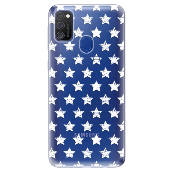 Odolné silikonové pouzdro iSaprio - Stars Pattern - white - Samsung Galaxy M21