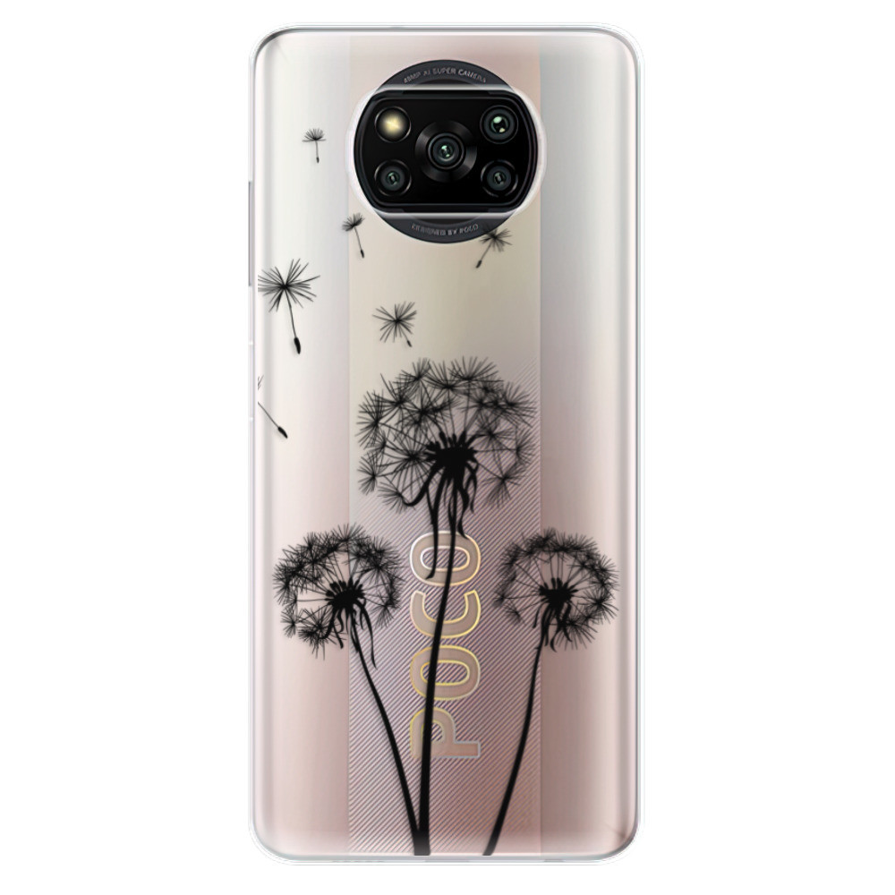 Odolné silikonové pouzdro iSaprio - Three Dandelions - black - Xiaomi Poco X3 Pro / X3 NFC