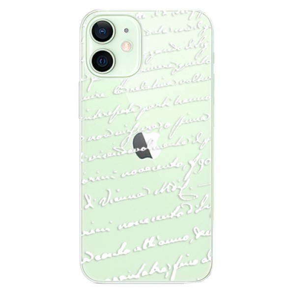 Odolné silikonové pouzdro iSaprio - Handwriting 01 - white - iPhone 12 mini