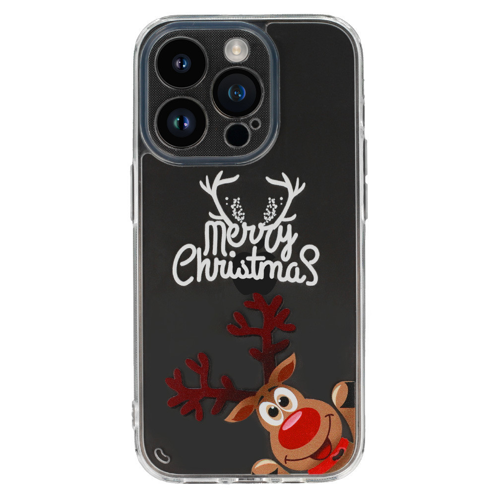 Tel Protect Christmas průhledné pouzdro pro iPhone 15 Pro Max - vzor 1 Veselé sobí Vánoce