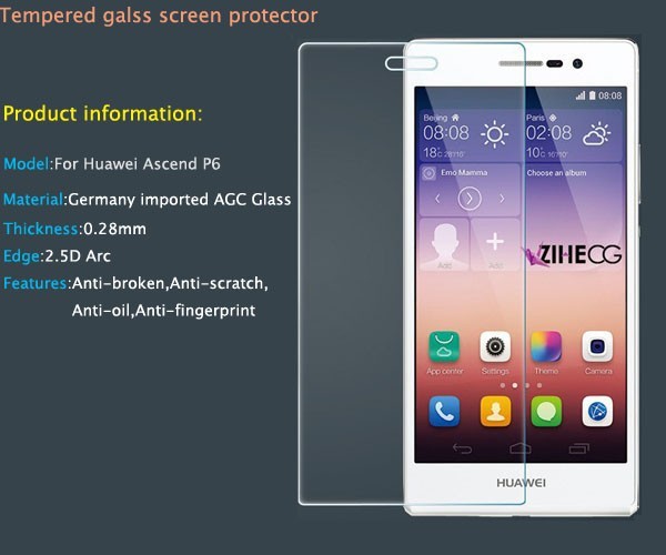 Tvrzené sklo 2,5D pro Huawei Ascend P6 0553