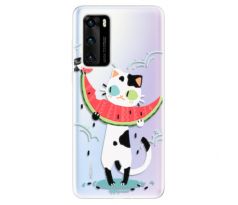 Odolné silikonové pouzdro iSaprio - Cat with melon - Huawei P40