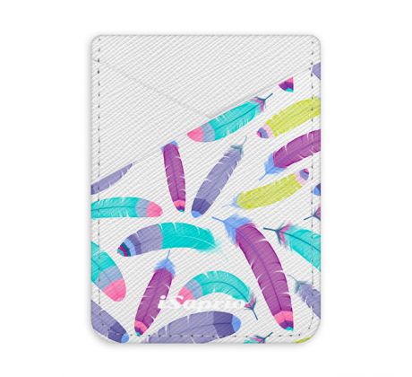 Pouzdro na kreditní karty iSaprio - Feather Pattern 01 - světlá nalepovací kapsa