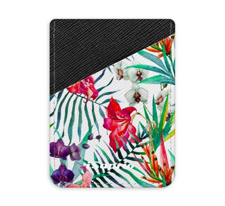 Pouzdro na kreditní karty iSaprio - Flower Pattern 03 - tmavá nalepovací kapsa