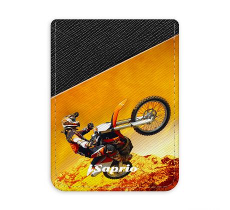 Pouzdro na kreditní karty iSaprio - Motocross - tmavá nalepovací kapsa