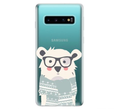 Odolné silikonové pouzdro iSaprio - Bear with Scarf - Samsung Galaxy S10