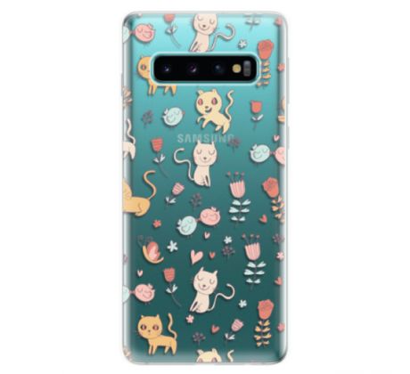 Odolné silikonové pouzdro iSaprio - Cat pattern 02 - Samsung Galaxy S10