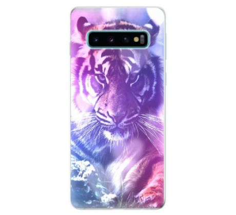 Odolné silikonové pouzdro iSaprio - Purple Tiger - Samsung Galaxy S10