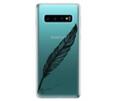 Odolné silikonové pouzdro iSaprio - Writing By Feather - black - Samsung Galaxy S10