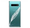 Odolné silikonové pouzdro iSaprio - Writing By Feather - white - Samsung Galaxy S10