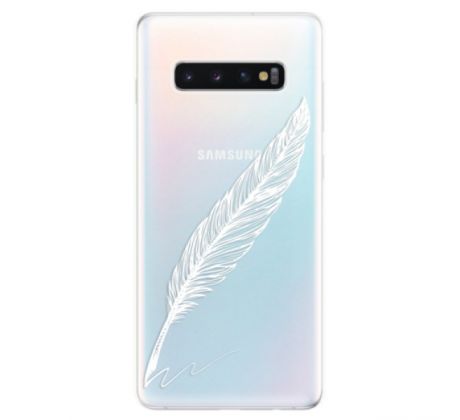 Odolné silikonové pouzdro iSaprio - Writing By Feather - white - Samsung Galaxy S10+