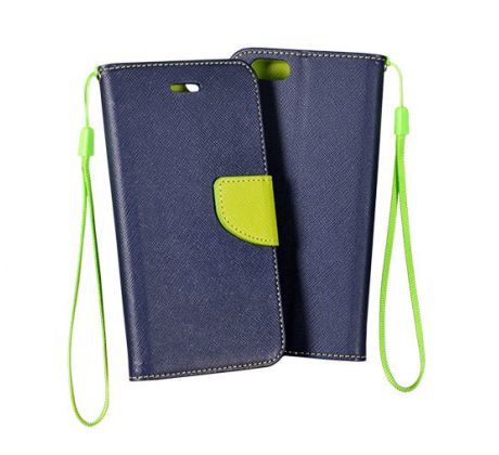 Flipové pouzdro Fancy Book pro iPhone 12 Mini - modré/limetkové