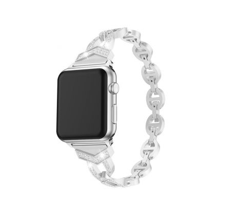 Case4mobile Řemínek Crystal pro Apple Watch 42/44/45/49 mm - stříbrný
