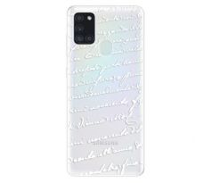 Odolné silikonové pouzdro iSaprio - Handwriting 01 - white - Samsung Galaxy A21s