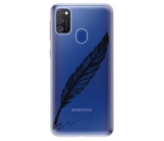 Odolné silikonové pouzdro iSaprio - Writing By Feather - black - Samsung Galaxy M21