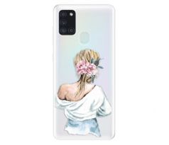 Odolné silikonové pouzdro iSaprio - Girl with flowers - Samsung Galaxy A21s
